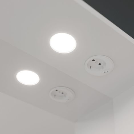 Kiamami Valentina – Meuble de salle de bain sur pieds 65 cm – 2 portes – Lavabo en céramique – Miroir avec spots LED – Finition blanc brillant — photo 5