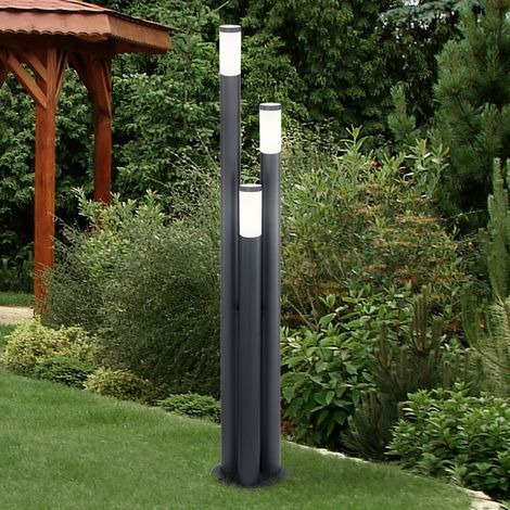Etc-Shop – Lampadaire extérieur 170 cm en acier inoxydable – 3 colonnes anthracite – 3x E27 max 60W – IP44 pour usage extérieur — photo 5