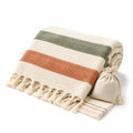Serviette de plage Calanques XXL – Coton doux à franges méditerranéennes