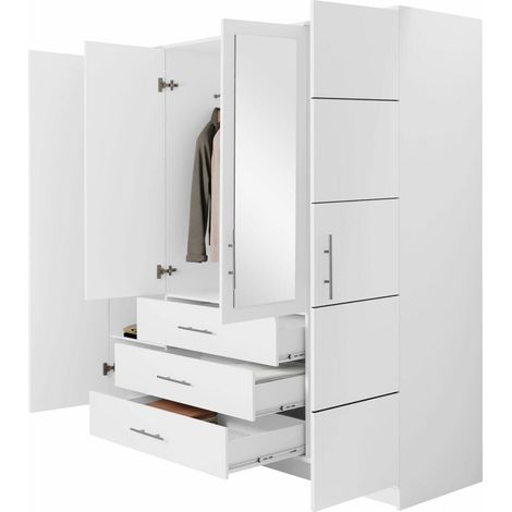 Armoire Dortivu, Blanc, 200x196x58cm, Portes d'armoire: Avec des charnières, Nombre d'étagères: 8 — photo 4