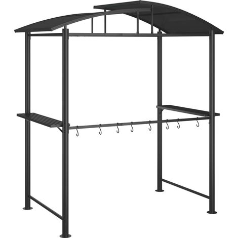 Vidaxl – Gazebo BBQ avec étagères latérales – Acier anthracite – Dimensions 210x114x230cm – Toit en polycarbonate pour ombre et ventilation