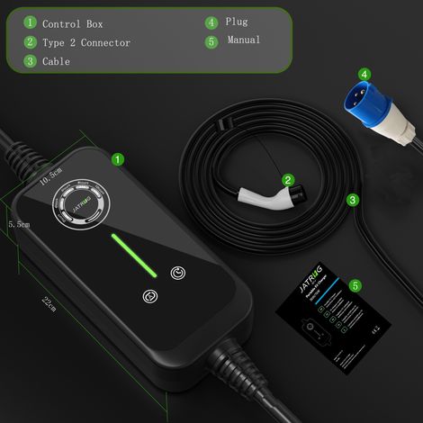 JATRHG P1 EV Chargeur 12M 7.2KW-1.5KW 32A24A16A13A10A8A Type 2 station de Charge Voiture Electrique Portable Courant Commutable Voiture hybride Chargeur Rapide monophase — photo 3