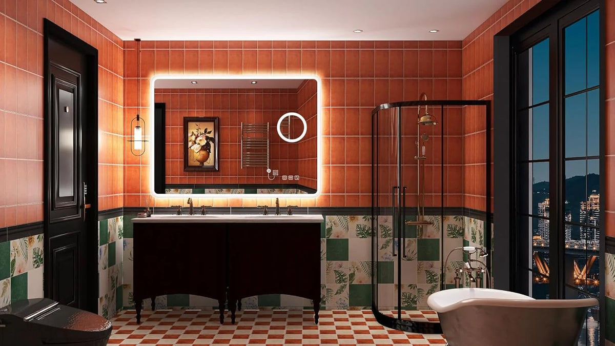 2026 Miroir de salle de bain S'bagno avec éclairage 1200 x 700 mm, IP44, LED, Bluetooth, antibuée, 3 couleurs de lumière (3 0