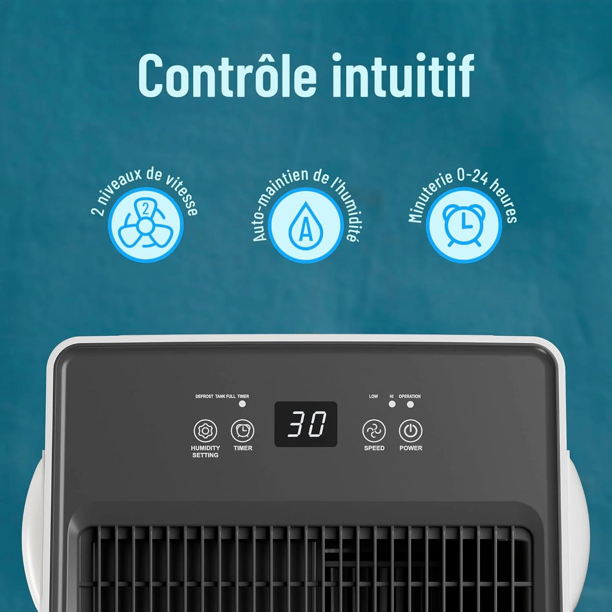 2026 Noaton Déshumidificateur Portable Silencieux, 24L/jour, Minuterie 24h, Réservoir 5,5L, Drainage Continu, avec Dégivrage