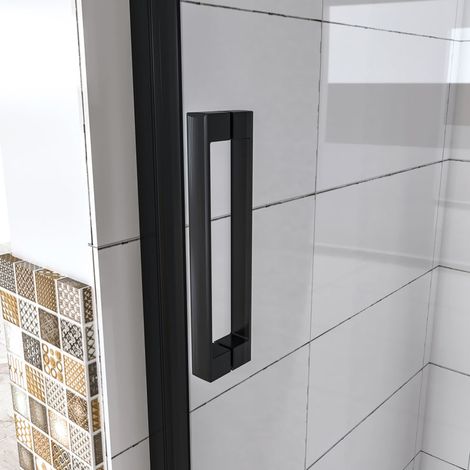 Aica Sanitaire – Porte de douche pivotante 120x185cm – Verre anticalcaire 6mm – Profilé aluminium noir mat – Installation en niche – Accès réversible — photo 4