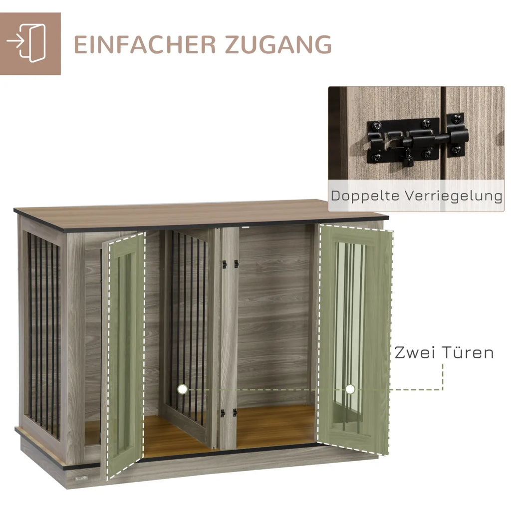 2026 PawHut Hundekäfig Beistelltisch 2-in-1 mit Trennwand verriegelbar