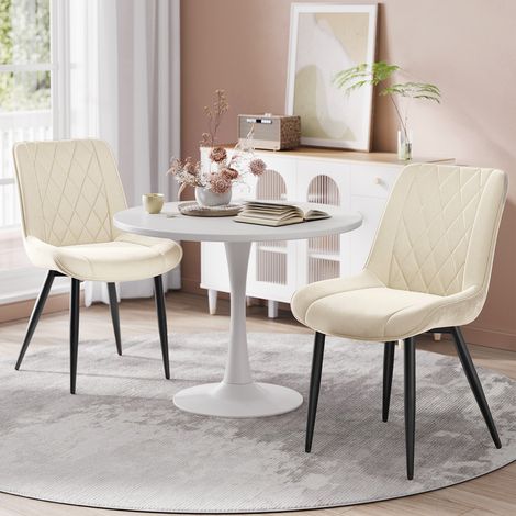 HavenlyHome - Lot de 4 Chaises Salle à Manger, Velours Beige, Assise Rembourrée, Ergonomique, Réglables,Pour Salon Chambre à Coucher — photo 2