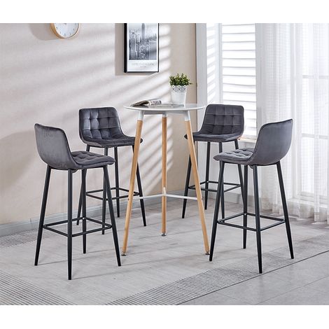 Hobag – Lot de 4 tabourets de bar en velours gris foncé – Hauteur d'assise 70cm – Pieds en métal – Design moderne pour séjour — photo 1
