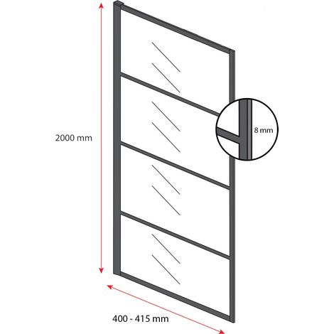 Badplaats – Paroi de douche fixe 40 x 200 cm – Verre de sécurité 8 mm – Traitement anticalcaire – Profilé noir en aluminium — photo 4