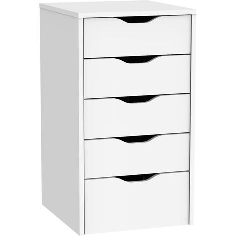 Mobimarket – Cajonera 5 tiroirs en aggloméré blanc – Dimensions 71 x 40 x 43 cm – Guides métalliques pour tiroirs – Montage nécessaire — photo 2