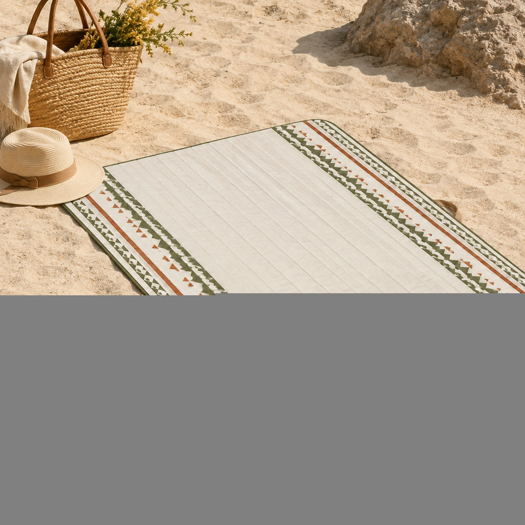 Tapis de plage Méditerranée imperméable – Grand format pliable et anti-sable