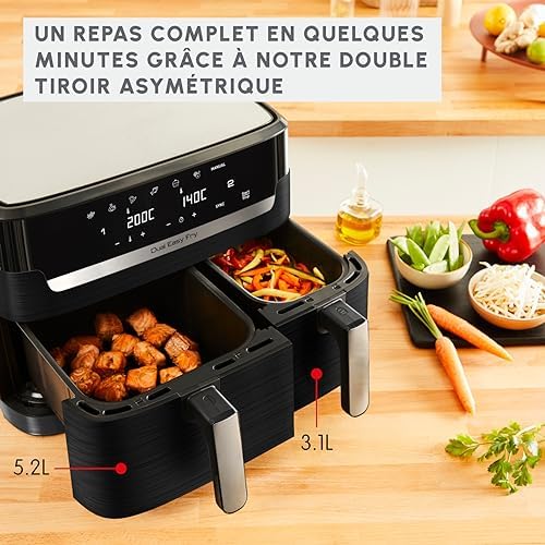 2026 Moulinex air fryer deux compartiments, très grande capacité 11L, 10 personnes, 7 Programmes automatiques, friteuse sans