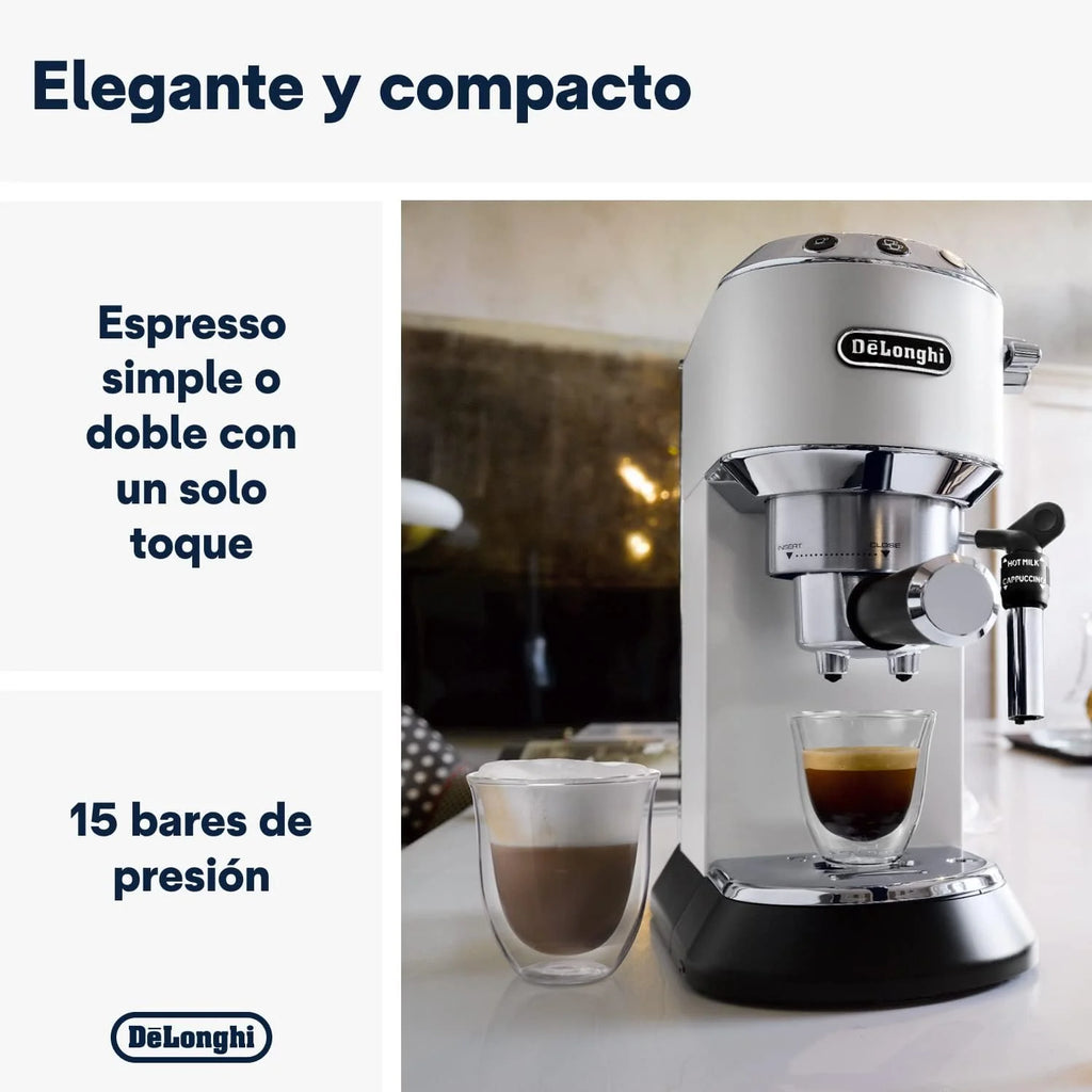 2026 De'Longhi Dedica – Cafetière à pompe en acier inoxydable pour café moulu ou individuel, expresso et cappuccino, réservoi