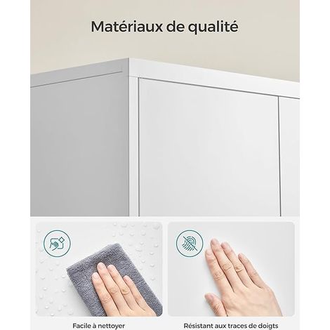 Songmics – Armoire à clés en acier avec 5 étagères réglables – Doubles portes – Serrure avec 2 clés – Kit anti-basculement – 40 x 80 x 180 cm – Blanc — photo 4