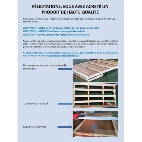 Receveur de douche extra plat QUARTZ Blanc Ral 9003 80x90 — photo 5