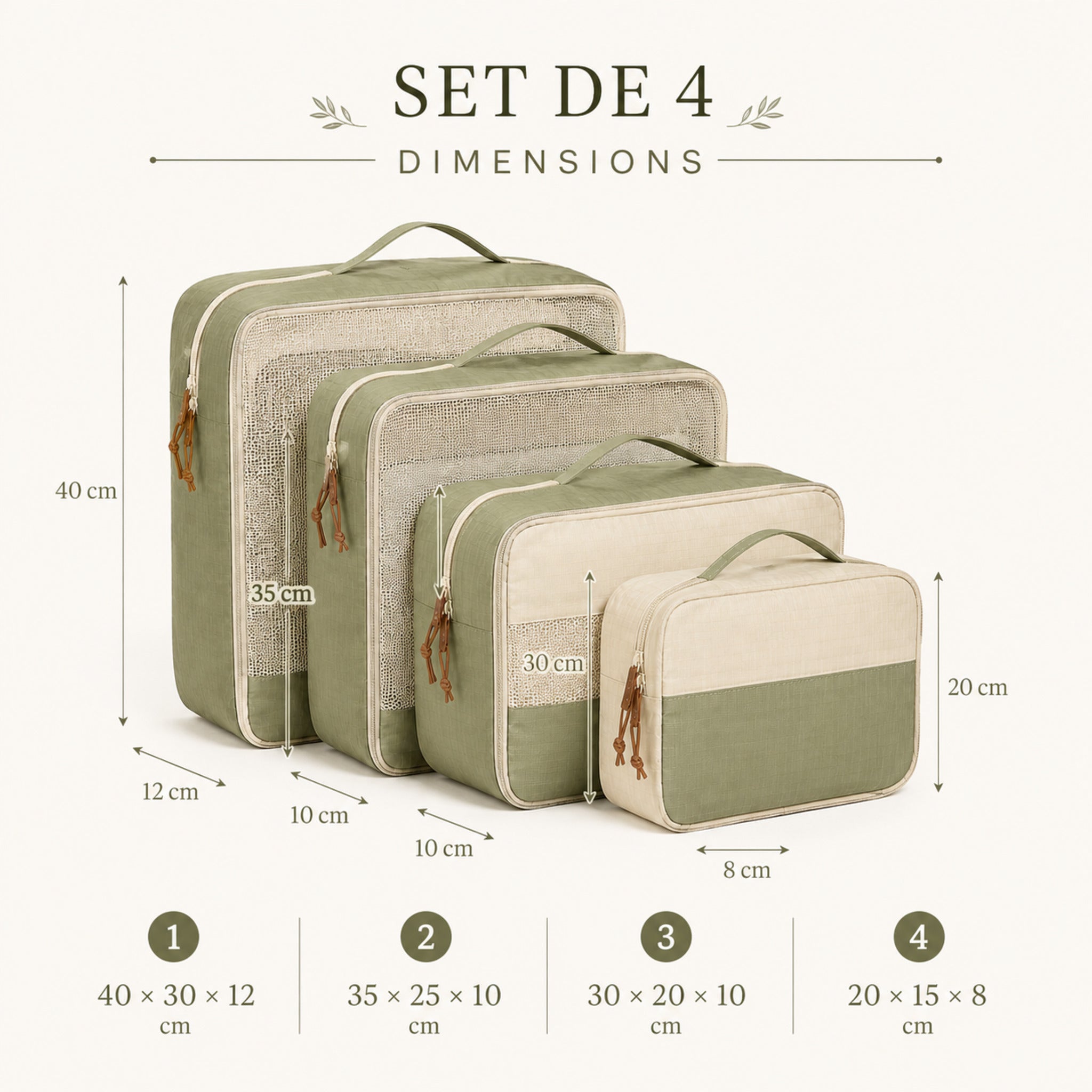 Cubes de rangement Voyage Provence – Set de 4 organiseurs respirants