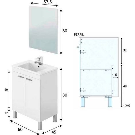 ONDEE ZEN - Meuble de salle de bain à poser HELGO - 60cm - Blanc - Mélaminé - Livré en kit — photo 6