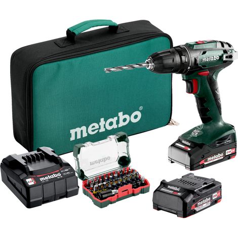 Metabo – Perceuse-visseuse sans fil 18V – 2 batteries 2.0Ah – Moteur Brushless – Couple max 48Nm – Pour perçage bois et métal