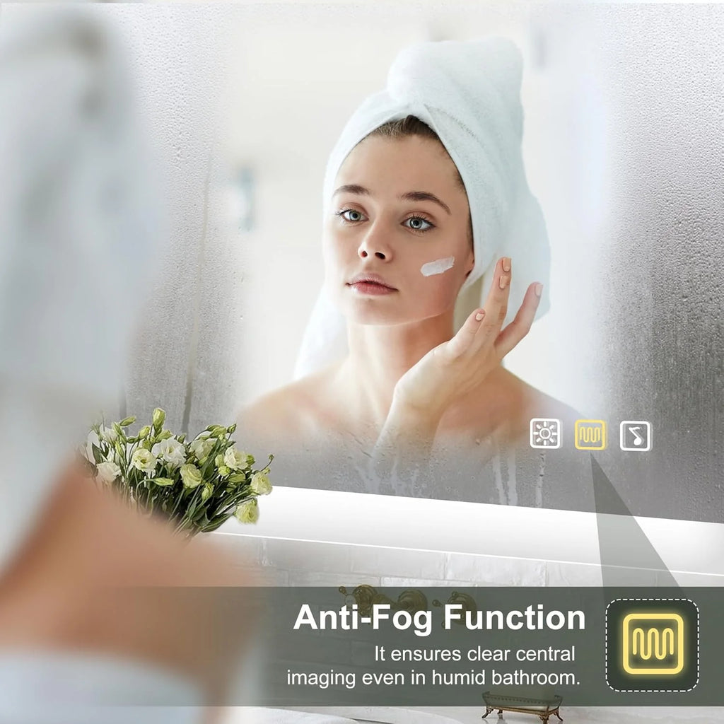 2026 Miroir de salle de bain S'bagno avec éclairage 1200 x 700 mm, IP44, LED, Bluetooth, antibuée, 3 couleurs de lumière (3 0