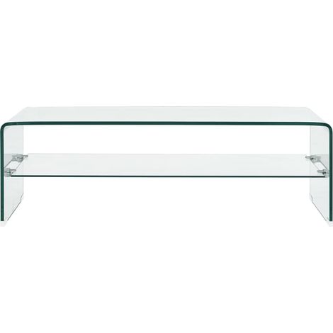 Vidaxl – Table basse fixe en verre trempé 98x45x31 cm – Épaisseur 10 mm – Avec étagère intégrée – Style contemporain — photo 2