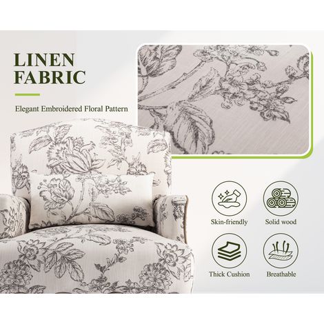 Wahson Fauteuil Salon en lin avec pieds en bois massif – Coussin épais pour confort – Design vintage – Dimensions 86x70x71cm – Disponible en gris et beige — photo 4