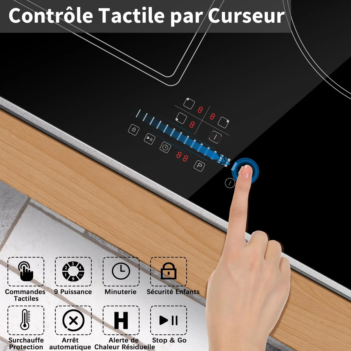 2026 Cooksir Plaque Induction 3 Feux avec Cadre, Table de Cuisson Induction 60cm Encastrable, 6800W, Commande Tactile à Curse