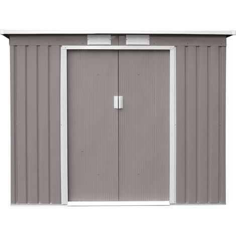 Hattoro – Abri de jardin métal 213x130x173 cm – Tôle d'acier galvanisée – Toit en appentis pour drainage efficace – Double porte coulissante — photo 2