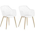 Beliani – Lot de 2 chaises scandinaves – Assise en plastique blanc – Pieds en métal effet bois clair – Pour salle à manger ou cuisine — photo 1