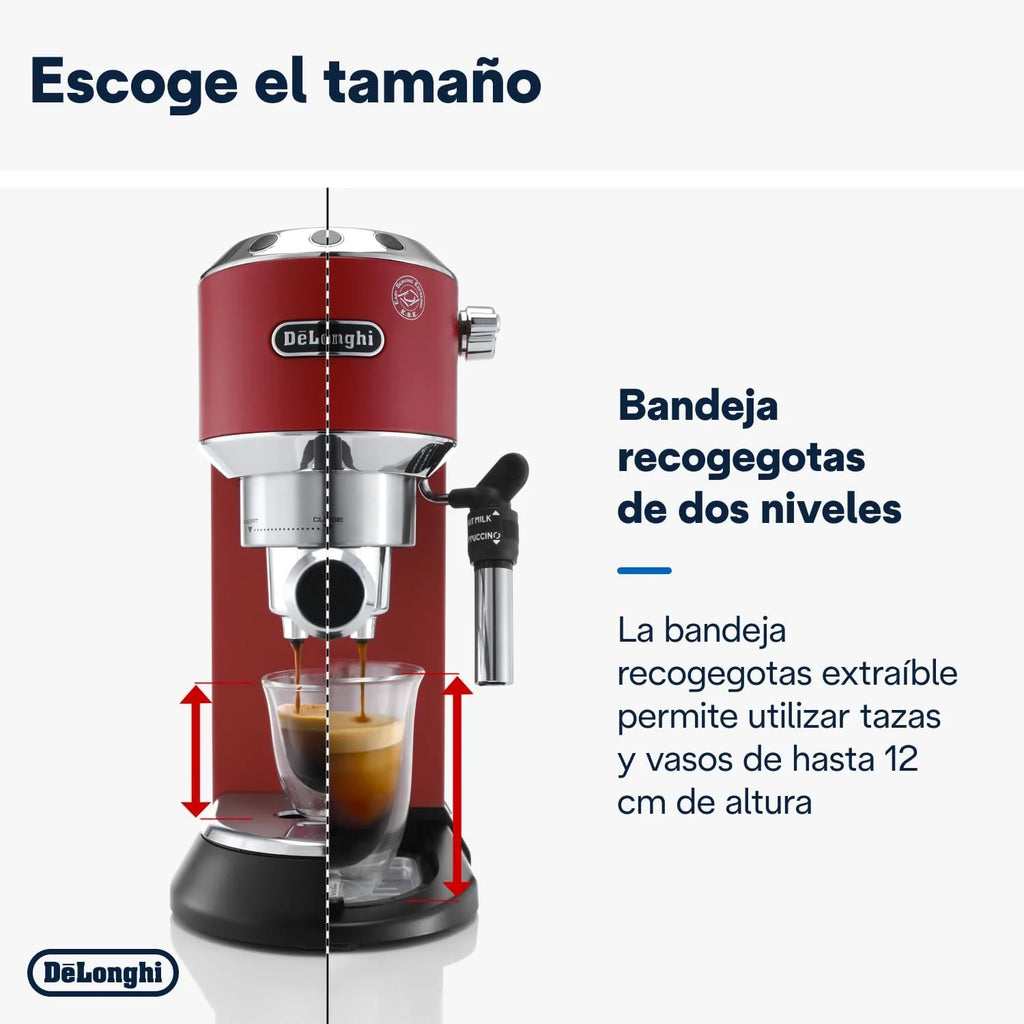 2026 De'Longhi Dedica – Cafetière à pompe en acier inoxydable pour café moulu ou individuel, expresso et cappuccino, réservoi