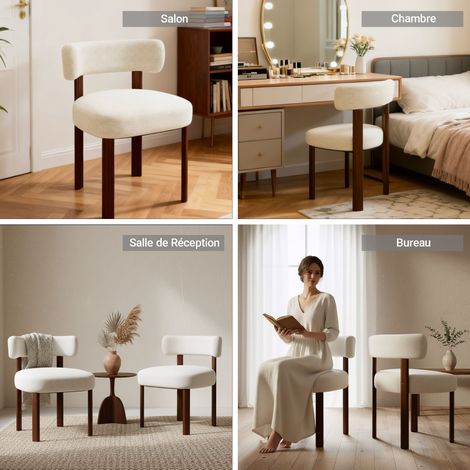 COLAMY Chaise DCW19-BE-FB-N1 - Lot 2 Chaises de salle à manger en bois massif – design épuré et chaleureux - beige — photo 4