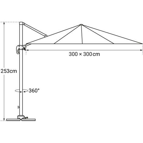 Happy Garden – Parasol déporté carré 3x3m beige – Toile polyester 200g/m² traitée anti-UV – Mât en aluminium – Inclinaison et rotation 360° — photo 4