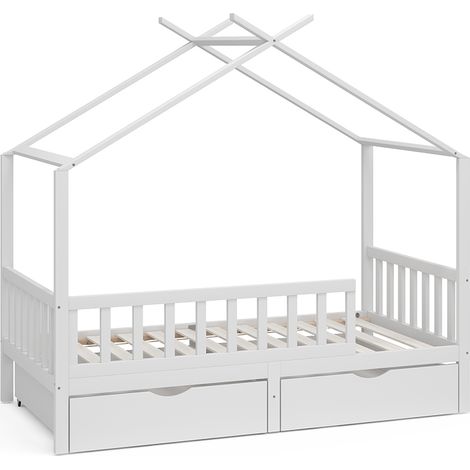 Lit cabane Franka, Blanc, 80x160 cm avec 2 tiroirs, Vitalispa — photo 2