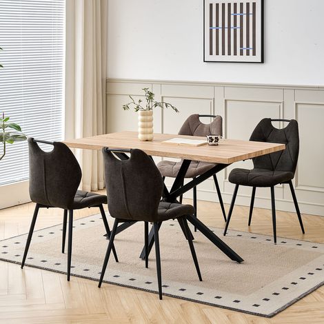 Wokaka Lot de 4 chaises - Chaise de salle à manger avec poignées -  Dossier en Tissu - Noir vintage — photo 2