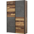 Les Tendances – Armoire coulissante 2 portes 120x42x190,5 cm – Panneaux de particules – Finition vieux bois vintage et béton gris foncé – 6 tablettes — photo 1