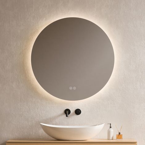EMKE Miroir de salle de bain rond LED avec rétro-éclairage sans cadre Interrupteur tactile - Diamètre 80cm  Lumière Blanche Froide/Chaude/Neutre — photo 1