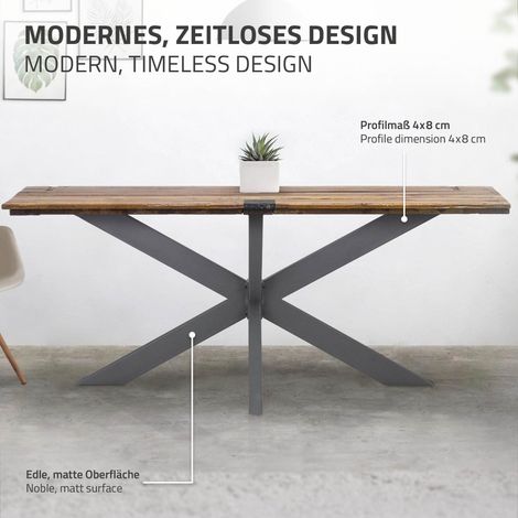 ML-Design Pied de Table Spider 78x71x150 cm, Structure en Croix, Anthracite, en Métal, Revêtement en Poudre, 150 kg, Design Industriel, Protection du Sol Inclus, Robuste, avec Matériel de Fixation — photo 4