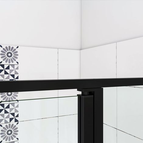 Aica Sanitaire – Porte de douche pivotante 120x185cm – Verre anticalcaire 6mm – Profilé aluminium noir mat – Installation en niche – Accès réversible — photo 3