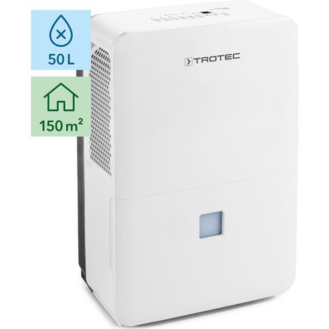 Trotec – Déshumidificateur électrique portable 46,8 l/24 h – Pour 150 m² – Hygrostat intégré – Débit d'air 345 m³/h – Arrêt automatique bac plein — photo 1