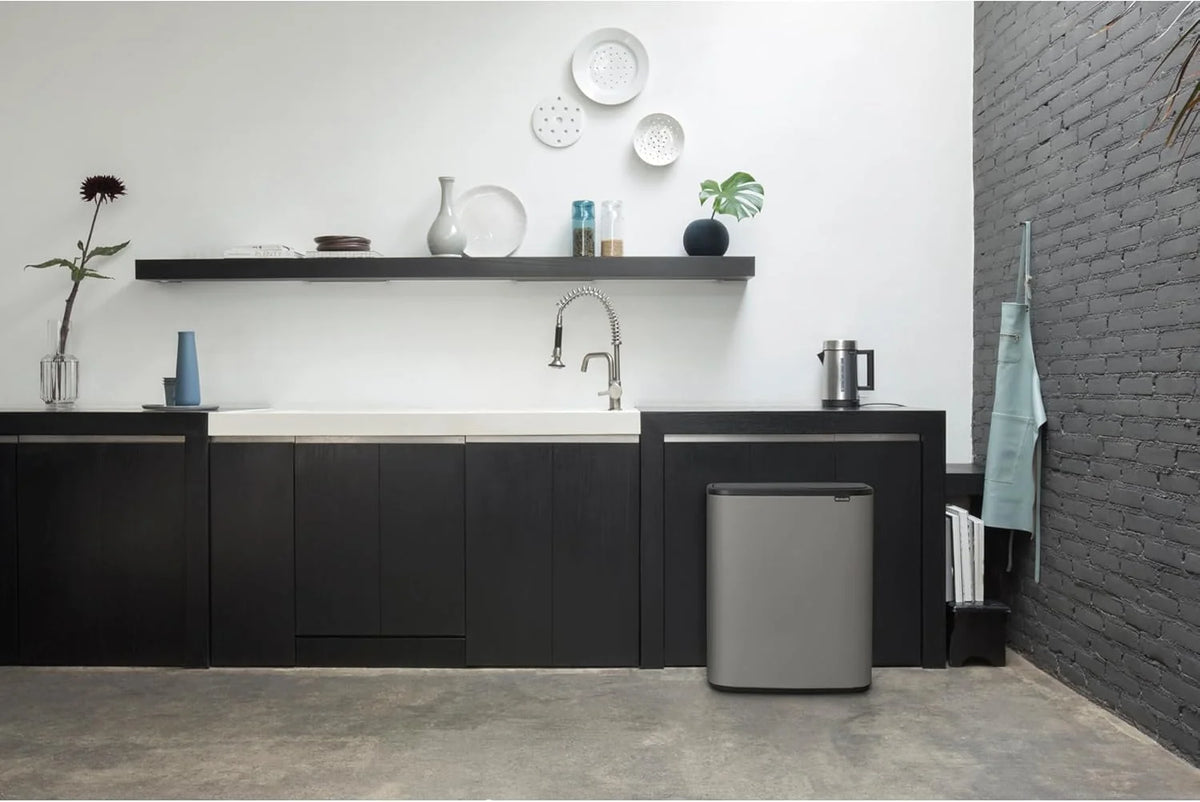 2026 Poubelle Brabantia, acier mat, anti-traces de doigts, 2 x 30 L