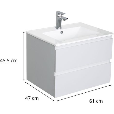 Mob-In – Meuble sous vasque 60 cm SORRENTO – 2 tiroirs de rangement – Panneau de particules mélaminé – Installation facile — photo 3