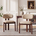 COLAMY Chaise,Lot de 2 chaises de salle à manger en chenille,bois massif marron, assise confortable,style nordique,camel — photo 1