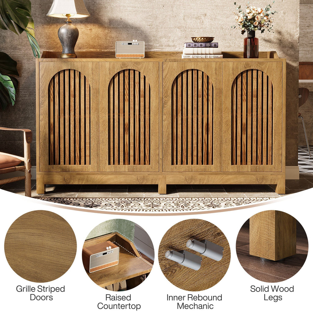 Tribesigns Buffet 145 cm, Meuble de rangement avec portes et étagères réglables