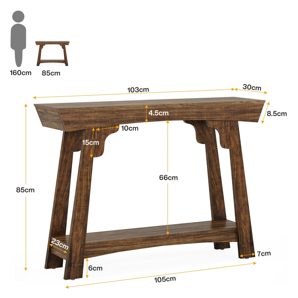 Tribesigns Table console, Table d'entrée étroite à 2 niveaux avec étagère