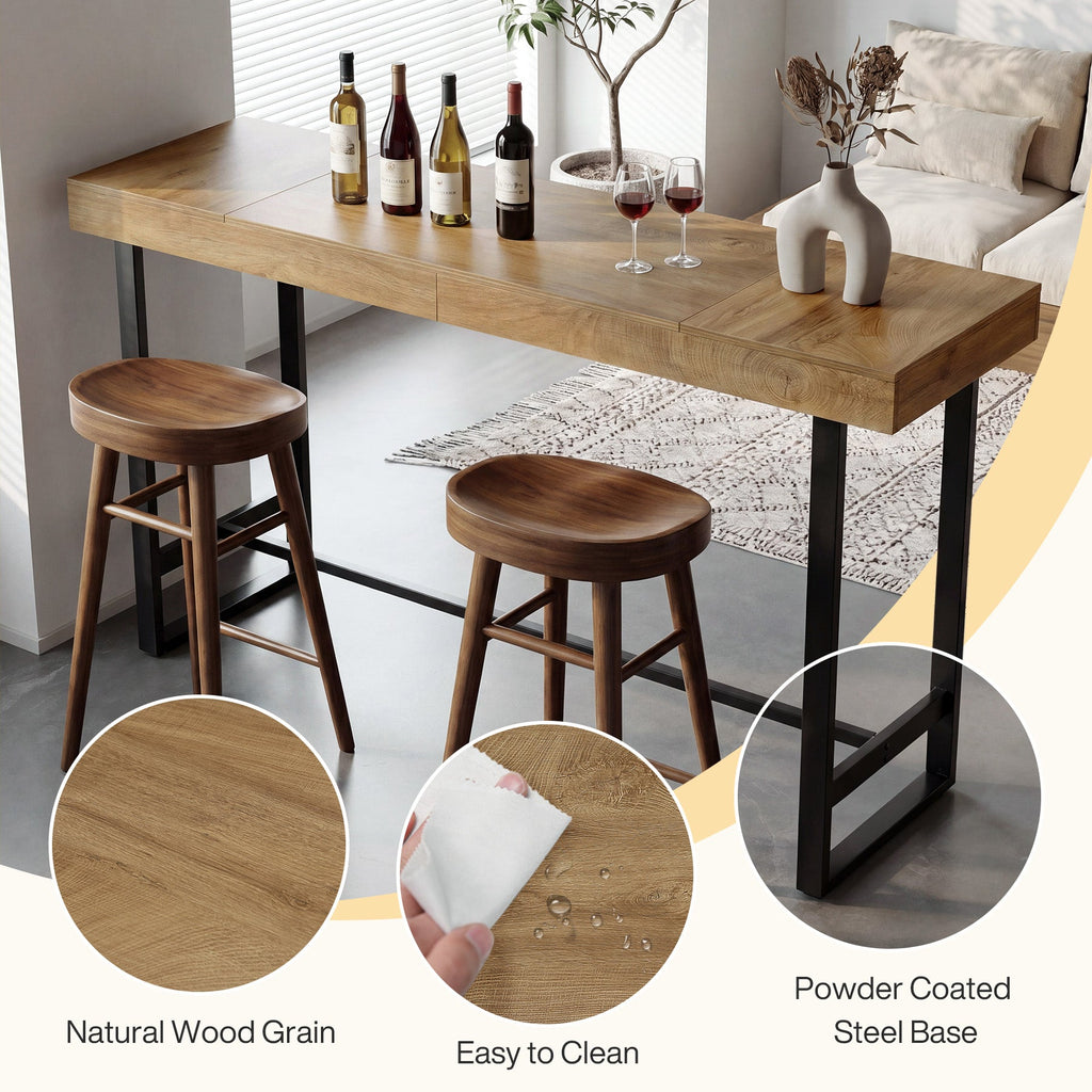 Tribesigns Table de bar 180 cm, Table haute avec structure en métal et repose-pieds
