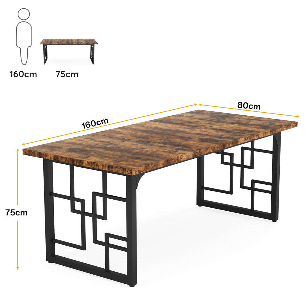 Tribesigns Table à manger industrielle, Table de cuisine rectangulaire pour 6 à 8 personnes
