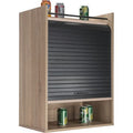 Beaux Meubles Pas Chers – Meuble de cuisine imitation chêne avec rideau noir ou blanc – 4 niches ouvertes – Dimensions 54 x 76.6 x 35.4 cm – Fixation murale incluse — photo 1