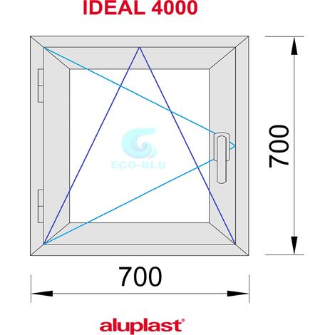 Eco-Blu – Fenêtre PVC oscillo-battante 700x700mm – 1 vantail gauche – Verre opaque 4-16-4 Argon Low-E – Profilé Aluplast 70mm — photo 3