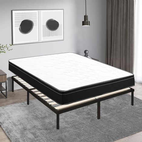 Iztoss – Ensemble sommier et matelas 160x200 cm – Matelas mousse 160x200x26 cm – Sommier à lattes en bois avec pieds – Installation rapide en 30 min — photo 1