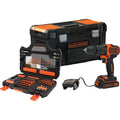 BLACK+DECKER Perceuse à percussion sans fil - 18 V - 1,5 Ah - 2 Vitesses - 104 accessoires - Livrée en boite à outil (BDCHD18S1KA-QW)