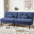 Comhoma – Canapé convertible 3 places en velours de coton – Dossier réglable 5 niveaux – Dimensions 174x55x72 cm – Pieds métalliques pour stabilité – Bleu — photo 1